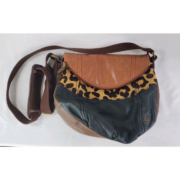The Sak Tricolor Animal Hair Print Leather Slouchy Crossbody Hobo Adjustable Bag - Picture 2 of 13